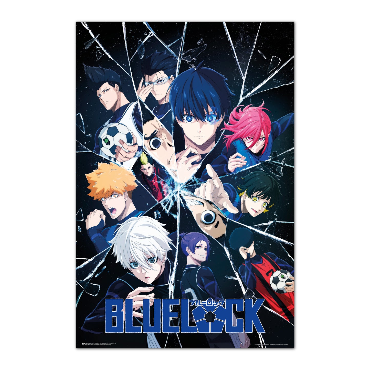 Poster of animated characters with 'Blue Lock' text on a black background