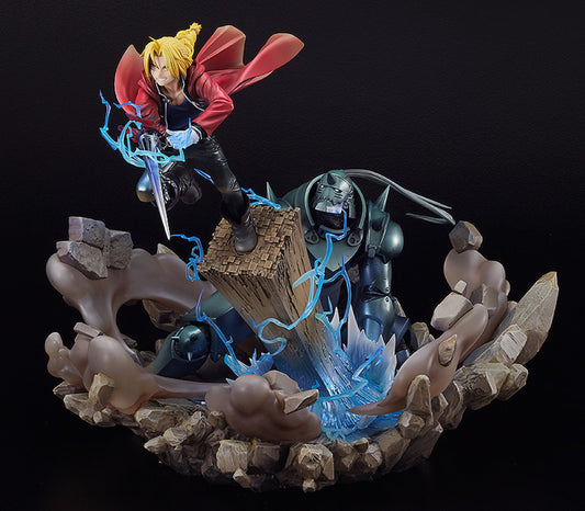 Action figure on a wooden platform with a dark background