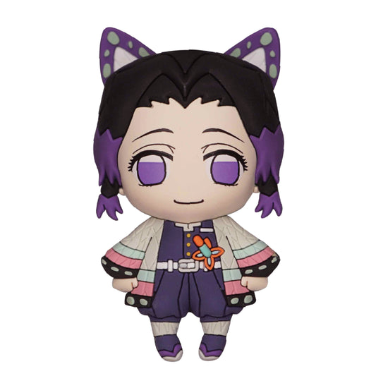 Plush toy of an anime character with black hair, purple eyes, and cat ears on a white background.