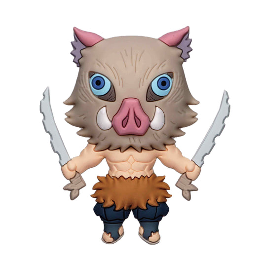 Trained boy wearing a bull mask and holding 2 edged swords. 