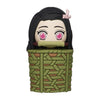 Funko Pop! vinyl figure of a character with black hair and pink eyes, wearing a green woven basket outfit on a white background.