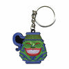 Limited edition metal keychain featuring Pot of Greed card design from Yu-Gi-Oh!, with intricate engraving and polished finish.