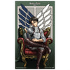 Fabric poster featuring Levi from Attack on Titan, showcasing him in a dynamic pose with his Survey Corps uniform and blades.