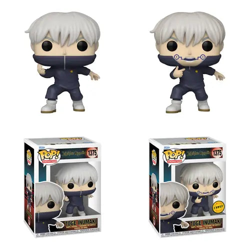 Anime figure of a character with black clothes and tattoos around the mouth.