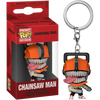 Chainsaw Man keychain with packaging featuring Pocket Pop! branding.