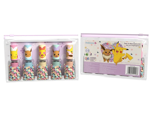 Pokemon Eevee-Pikachu Flower Collection Set of 5 Highlighters