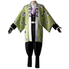 Green kimono-style outfit with black text on a white background