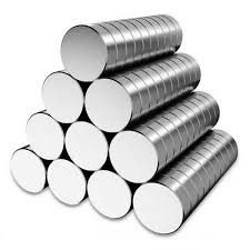 Stack of cylindrical magnets on a white background
