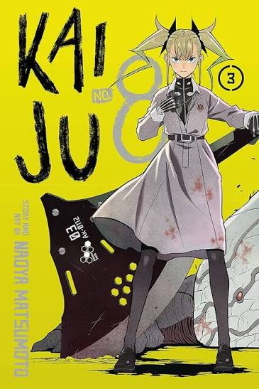 Book cover of 'Kaiju' with a character in a school uniform against a yellow background