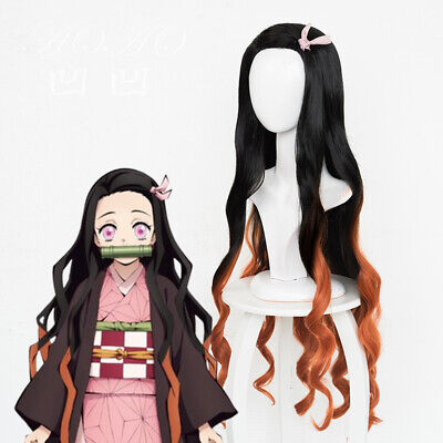 Anime character figure with long black hair and a wig on a mannequin head.