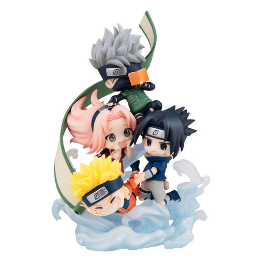 Four animated character figurines on a white background